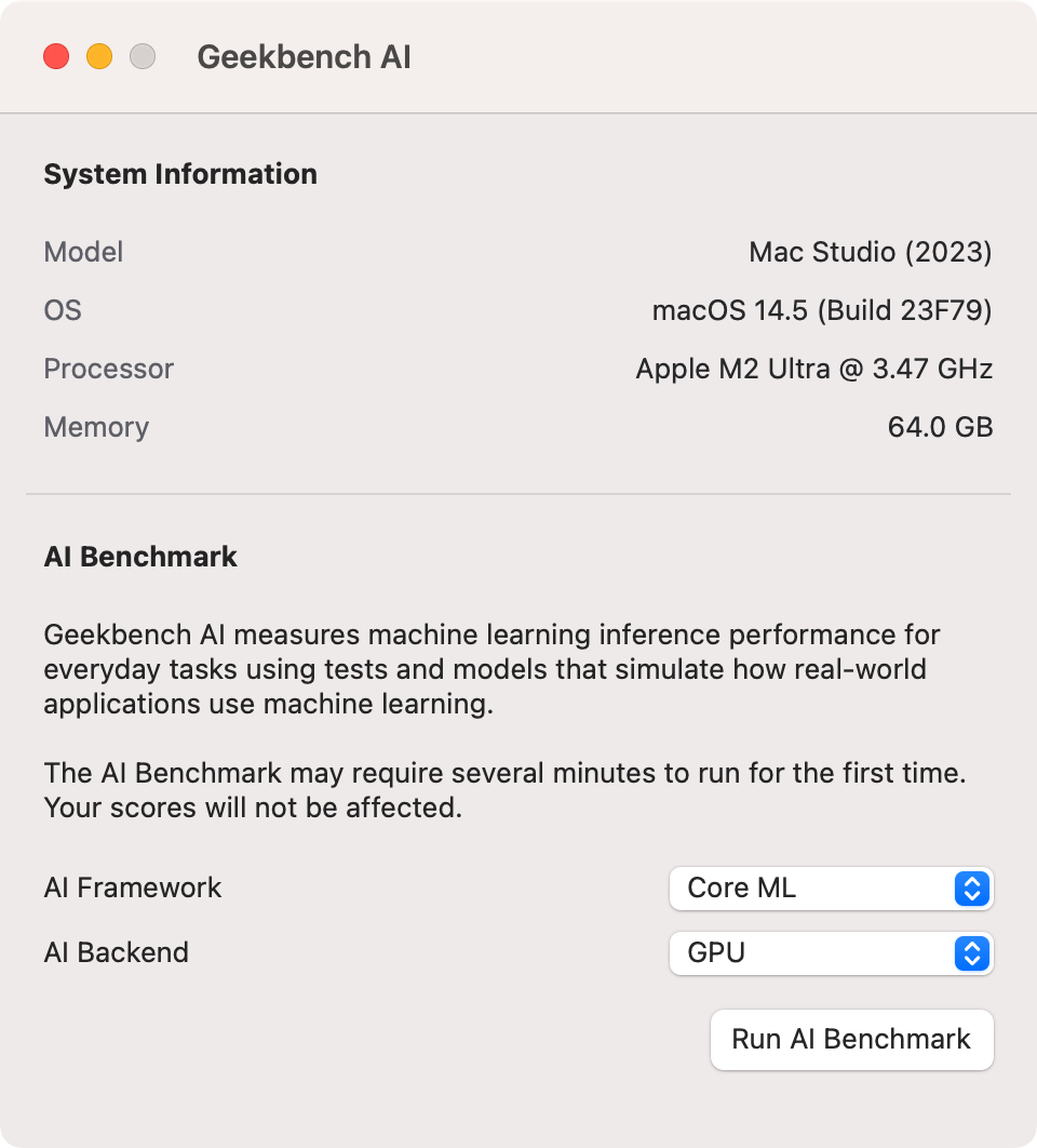 Geekbench AI Mac版 系统性能检测-第2张图片-力界网