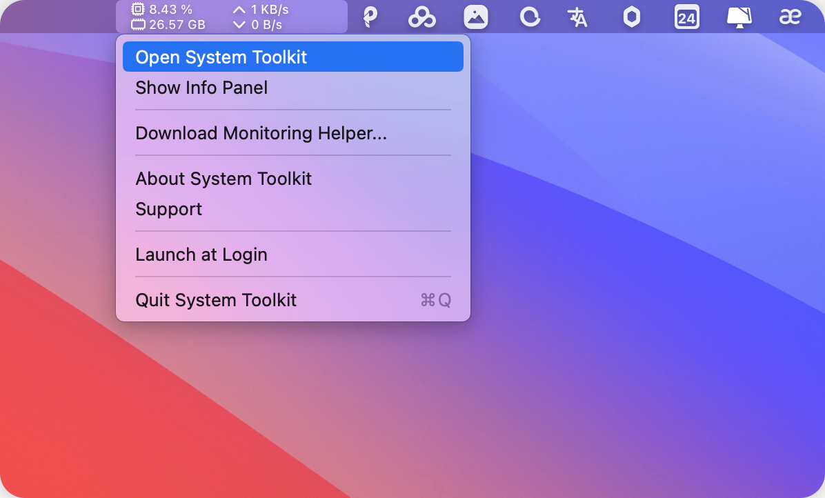 System Toolkit Mac版 在菜单栏显示系统信息-第2张图片-力界网